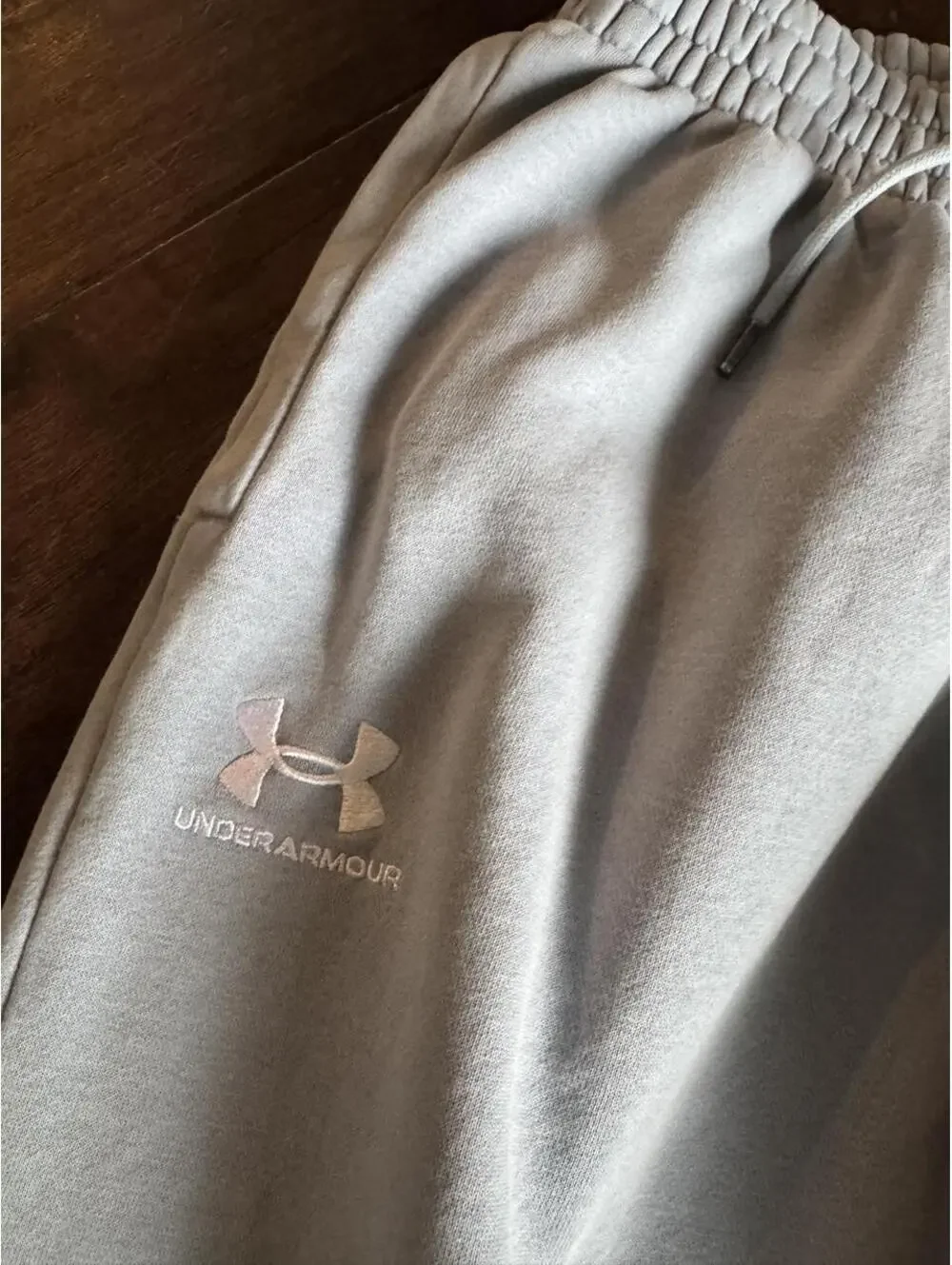 Under Armour Large Heavyweight Fleece Sweatpants Light Gray Relaxed Fit